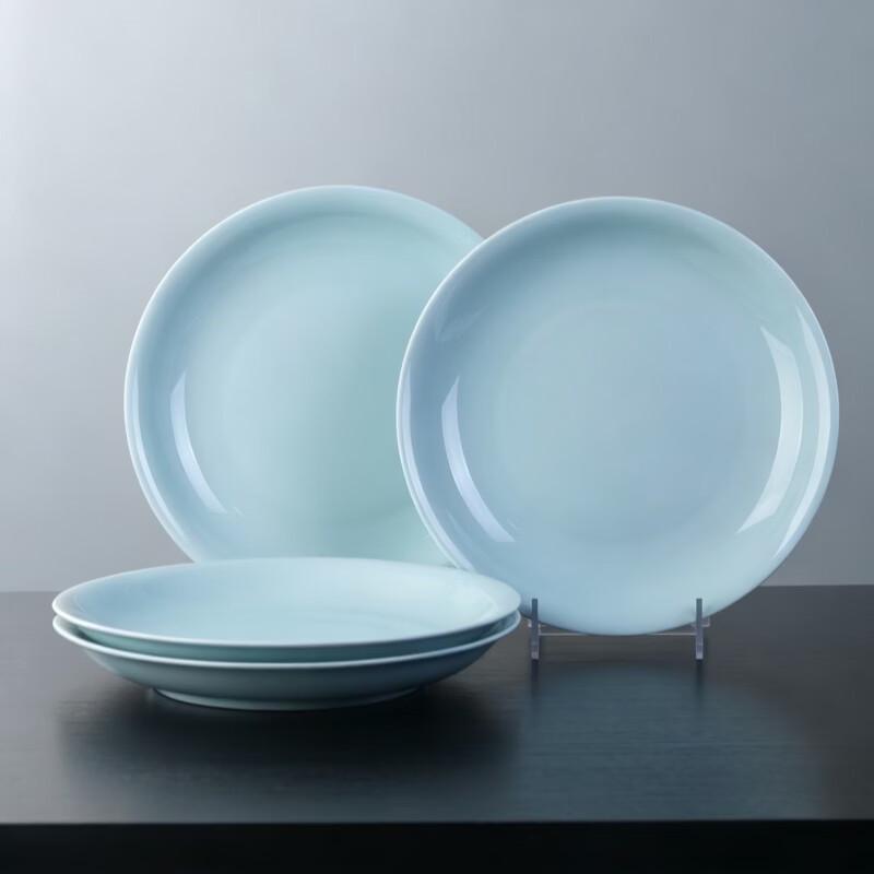 Jingdezhen Celadon Ceramic Dinner Plate Set (4-Pack, 10-inch)