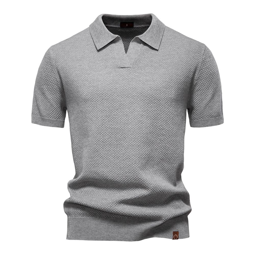 2025 New Summer Men's Golf Polo Shirt Premium Solid Color Breathable Collared Knitted Social Casual