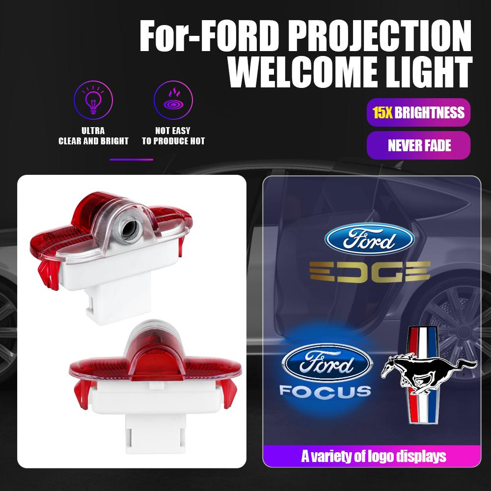2PC Car HD Induction Lamp Laser LED Welcome Light Decoration Accessory For Ford Focus Mk2 Mk3 Fiesta Ranger Mondeo S-MAX Kuga