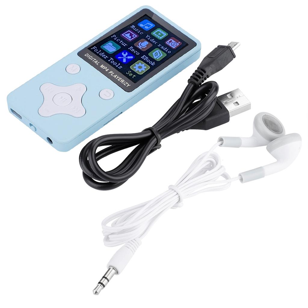 Mini Portable USB Digital MP3   MP4 Music Player Support 32GB TF Card with Headphone Light Blue
