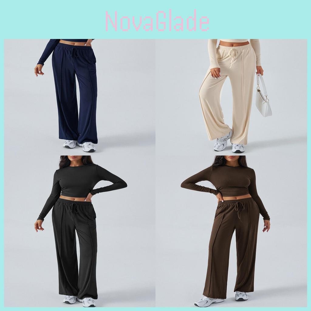 Pure Color Casual Pants For Women With Wide Leg Design For Autumn Winter Comfort