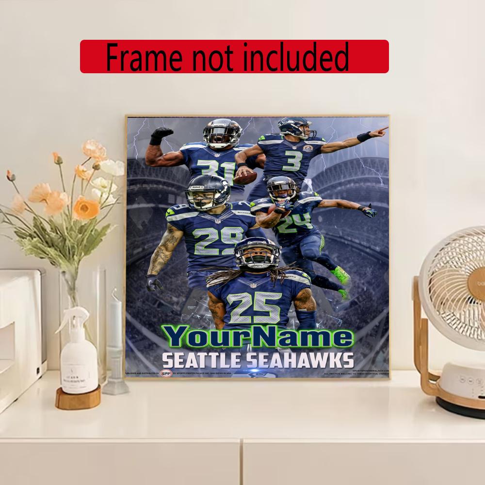Seattle Seahawks Customize Text Diamond Painting Round Diamond Mosaic Suitable For Beginners Diamond Painting Rhinestones Gift Frameless