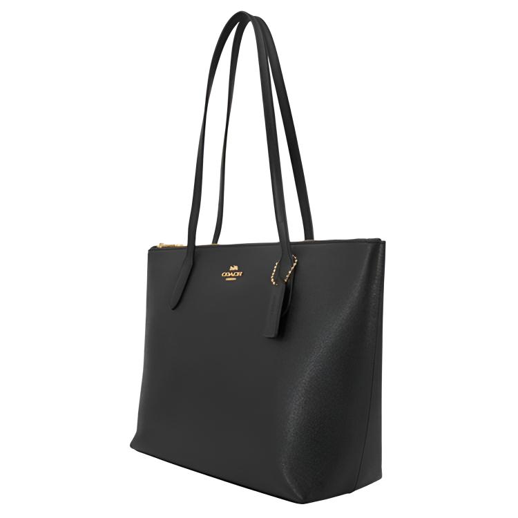 Coach Zip Top Tote 30 Simple Tote Bag Women Tote Bags Black 4454-IMBLK