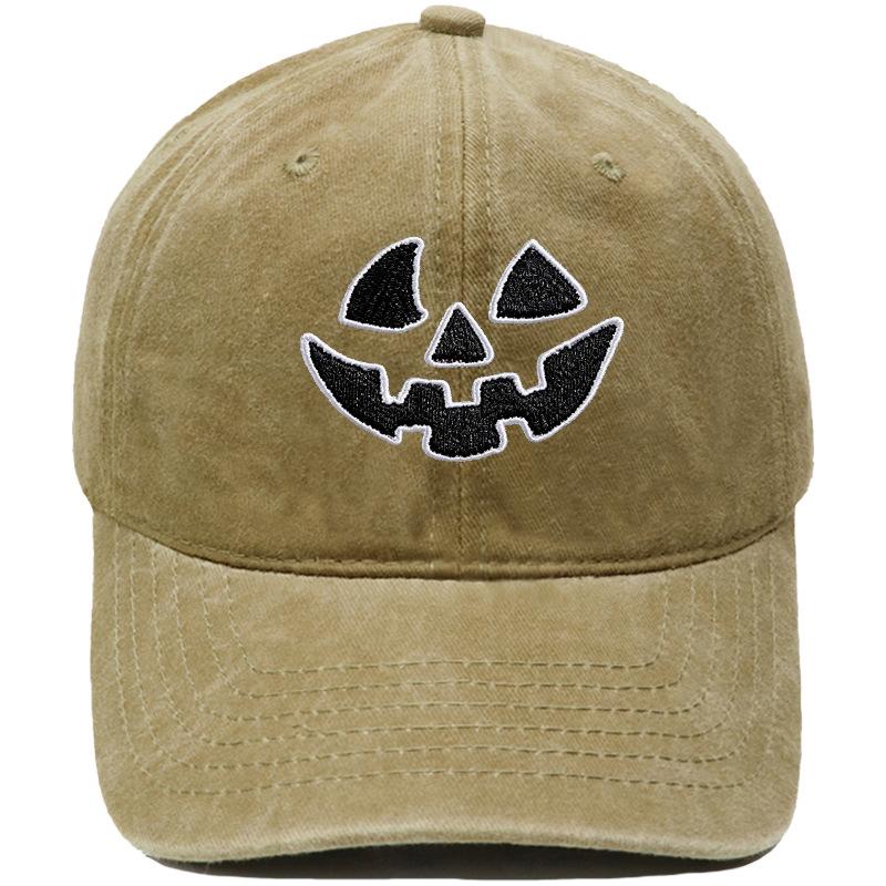 Halloween pumpkin grimace embroidered baseball cap European and American washed retro jack lamp holiday casual dad hat