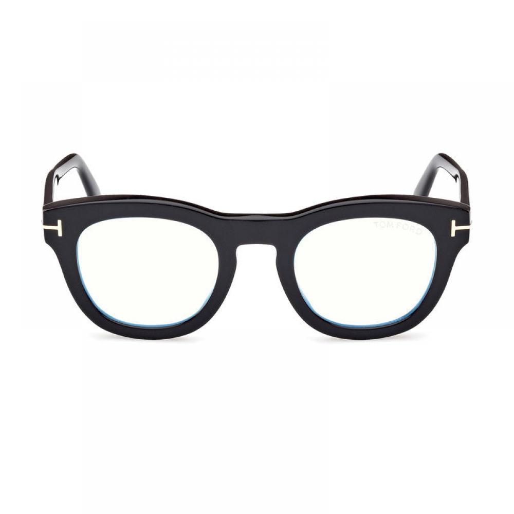 Tom Ford Eyeglasses Round Full Rim  Dark Havana Frame And Clear Blue Light Block