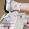 Korean Style Lace Embroidered Cartoon Mid-Calf Socks for Women & Children - Cute & Stylish for Spring/Summer