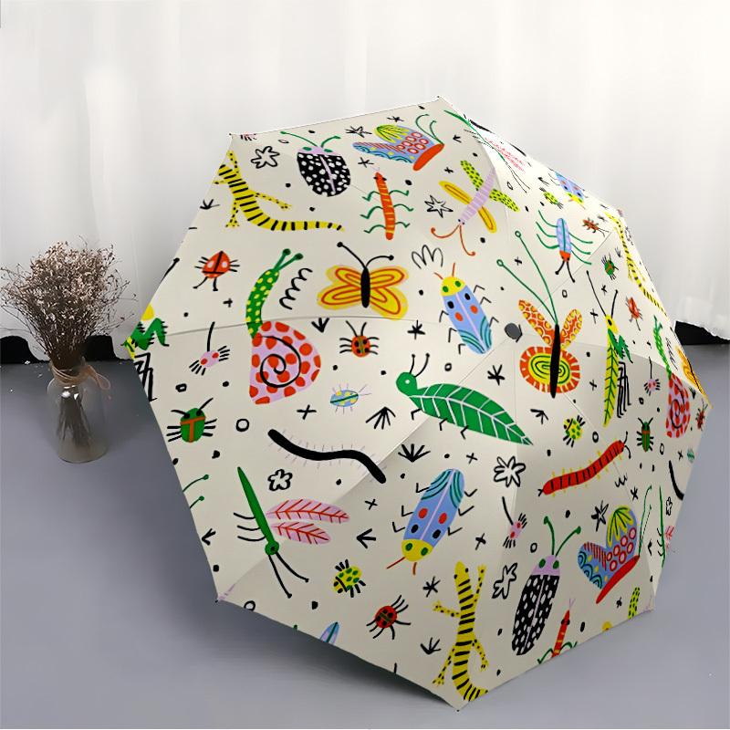 1pc Insect Pattern Open/Close Folding Umbrella - Raining Gear for Travel Umbrella, All- Portable Umbrella for & Men 8-Rib yy251229004