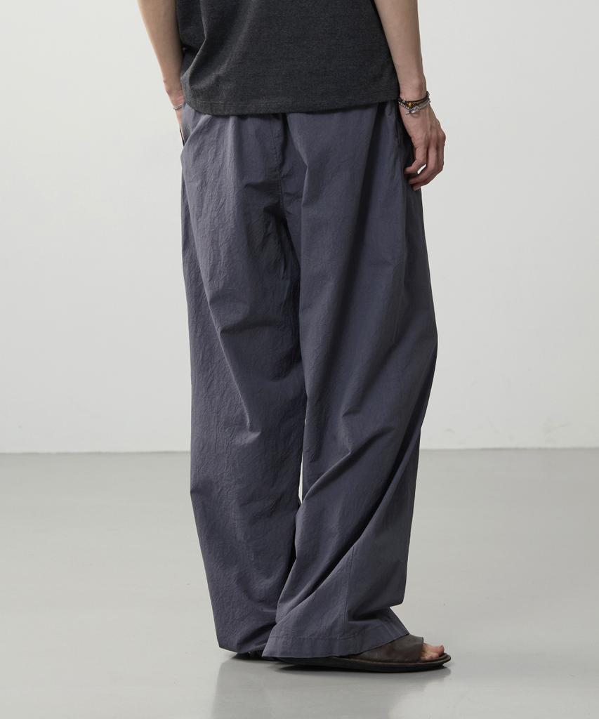 ASP Washed Cotton Wide Elastic Pants - Slate Charcoal