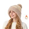 Knitted Hat Women's Autumn Winter Cartoon Cat Ears Elastic Wool Hat Three Hair Balls Ear Protection Wool Hat