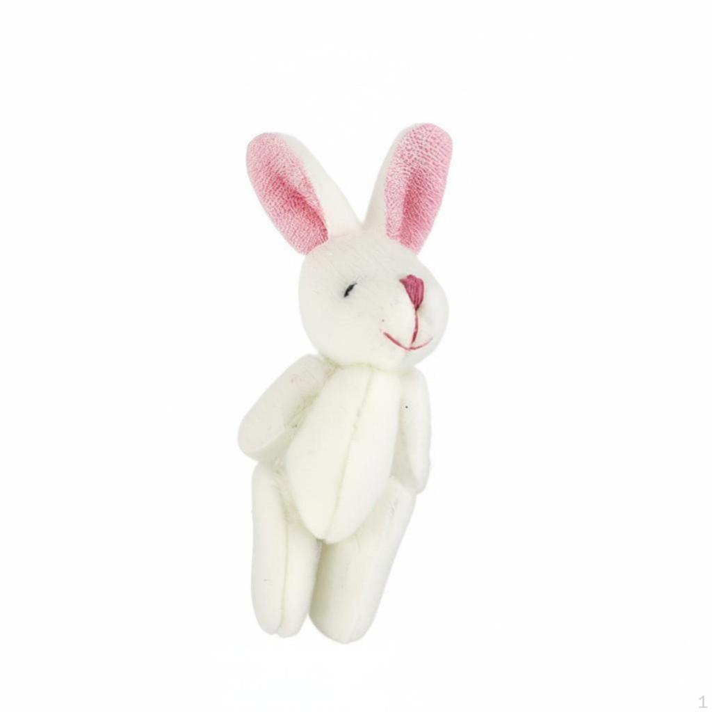 Mini Jointed Hare Plush Toy, Soft Animal Keychain, DIY Accessory, Random Color Offwhite Brushed