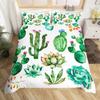 Succulents Bedding Set, Exotic Flower Duvet Cover Twin Size For Kids Boys Girls, Branches Leaf Floral Polyester Comforter Cover