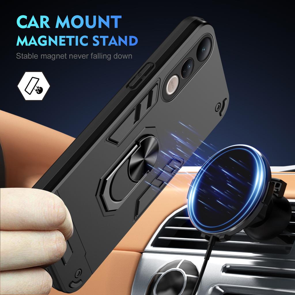 For Vivo V50 Lite 4G Case PC+TPU Drop Defend Phone Cover with Ring Kickstand
