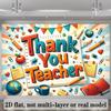 2D Thank You Teacher Banner, Colorful School Supplies Photography Background Banner