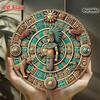 Metal Wall Art, 2D Maya Calendar, Ancient Aztec Sign, Aluminum Decor for Home Garden