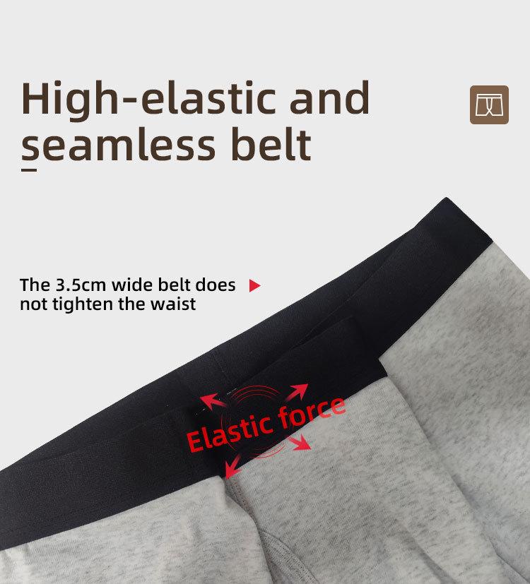 Men's Breathable Cotton Mid-High Waist Boxer Briefs with Side Opening and Anti-Chafing Design for Teens - European and American Style