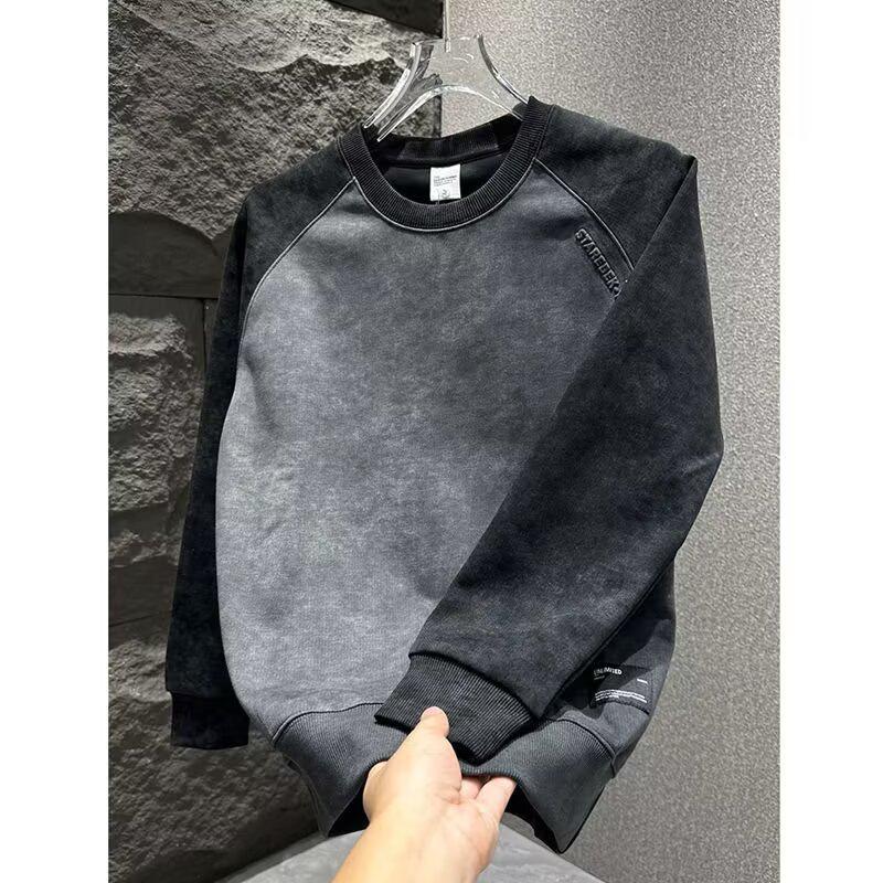 Men's Luxury Tie-Dye Round-Neck Long Sleeve Shirt for Autumn/Winter