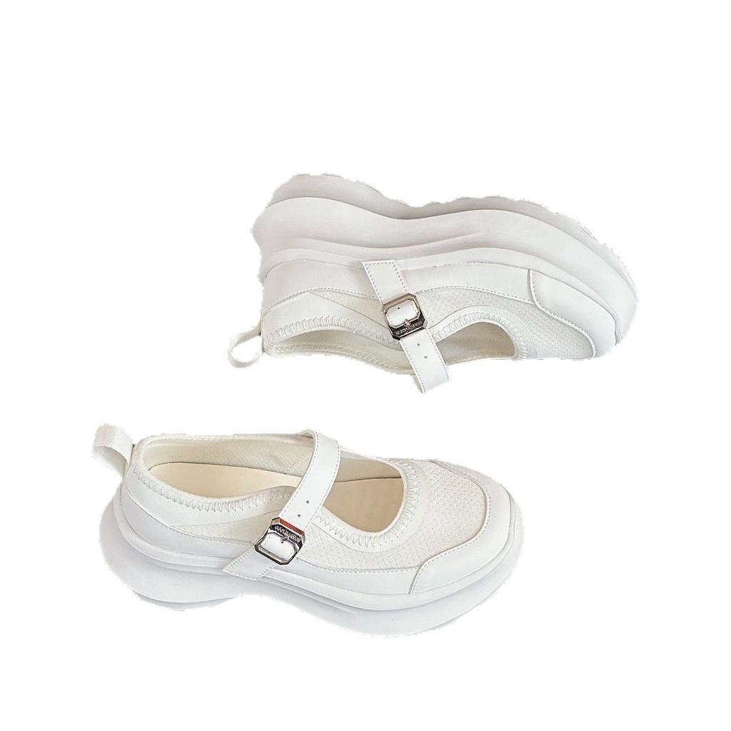 Mesh Breathable Thick Sole Heightening 7CM Mary Jane Shoes Women's 2025 Summer New Casual Sports Dad Shoes Versatile