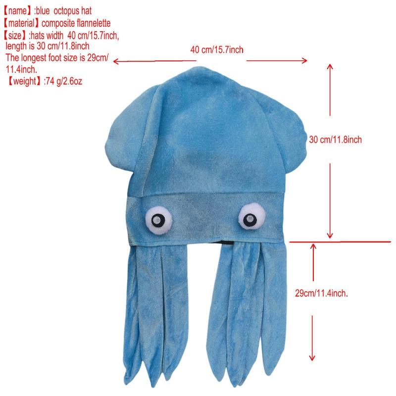 

1pcs Halloween Funny Animal Hats Colorful Polyester Felt Octopus/Duck/Mushroom Costume Headcovers for Party Photo Props синий
