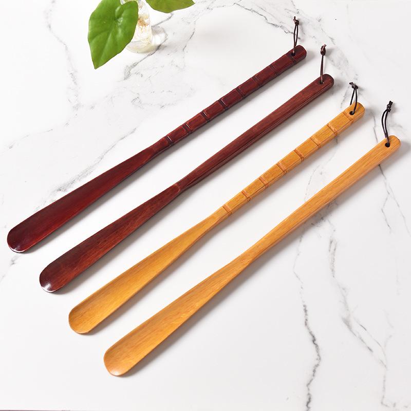 Long Handle Solid Wood Shoehorn – No Bend Shoe Lifter and Puller