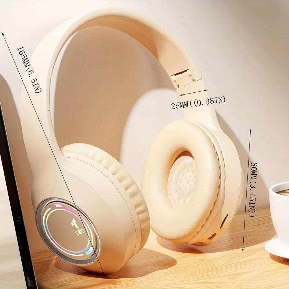 Lichtemittierende Bluetooth 5.3-Kopfhörer, klappbare LED-Ohrhörer mit TF-Karte, kabelloses Headset, TYPE-C-Lade-Gaming-Kopfhörer für iOS und Android