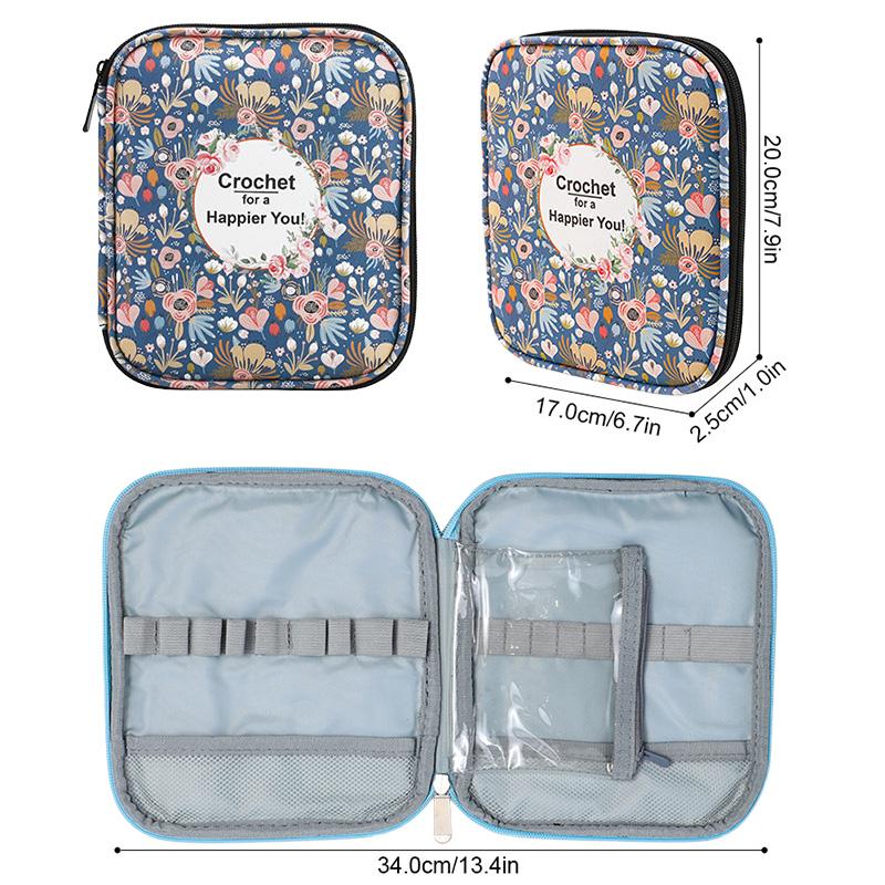 1 Stück Florales Handstrick-Set Häkelnadel Reißverschluss Wasserdichte Aufbewahrungstasche DIY Druck Aufbewahrungstasche Pullover Nadelset Aufbewahrungstasche