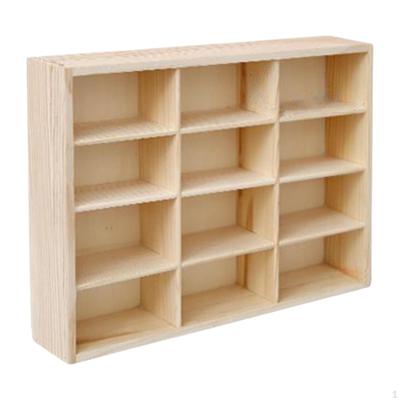 Wooden Storage Divider Box Display Tabletop Wall Mounted Toy Car Shelf