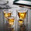 Personalisierter doppelwandiger transparenter Kristallschädel Whisky-Kelch