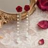 1 Paar Roos Kwastje Hangende Oorbellen voor Vrouwen, Kunstparel Strass Franje Stud Oorbellen, Hypoallergeen Lichtgewicht Drop Oorbellen