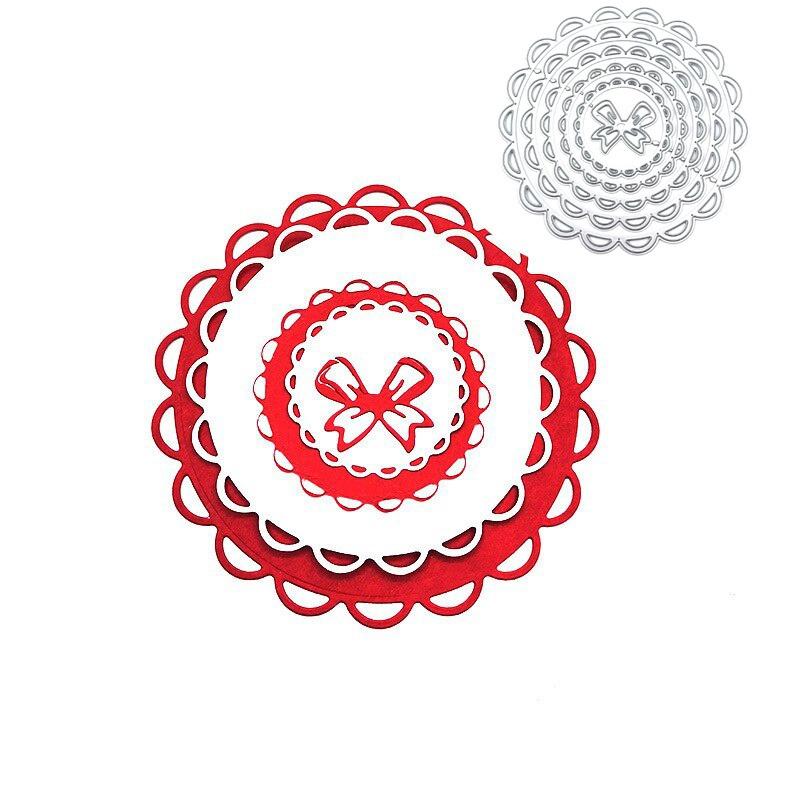 Multilayer Circular Pentagram Scrapbooking DIY Cutting Dies Carbon Steel Embossing Pattern Cutting Die Geometric Pattern Bow