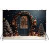 Mocsicka Christmas Door Background For Photography Starry Sky House Tree Gift Baby Shower Backdrop Shooting Decoration Photocall