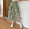 Damen Asymmetrischer Tüll Ballkleidrock Eleganter A-Linienrock mit hoher Taille und Feennetz für Frühling und Sommer