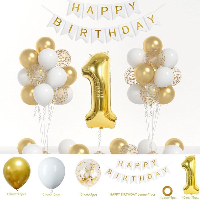 

Happy Birthday Letter Flag, Baby Hundred Days Banquet, Children S First Birthday Party Decoration Balloons Digital Dovetail Flag Set - Milk White