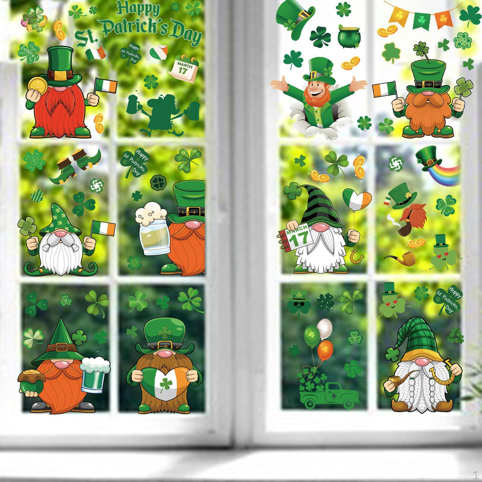 

Окно цепляется ST. Украшения ко Дню Святого Патрика, гномы, съемные наклейки с гномами из ПВХ