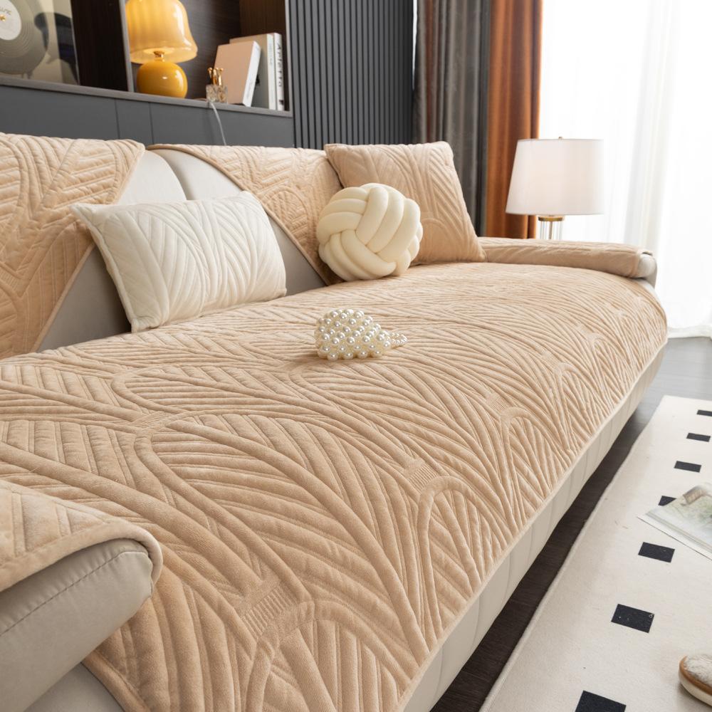 Winter Milk Fiber Sofa Cushion Four Seasons Universal Leather Non-Slip Seat Cushions Exclusive Cover Cloth Cover Cover