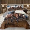 Wild Horse Bedspread Queen/Full Galloping Horse Pattern Quilted Bedding Set Farm Animal Coverlet Set Reversible Rustic Bed Cover