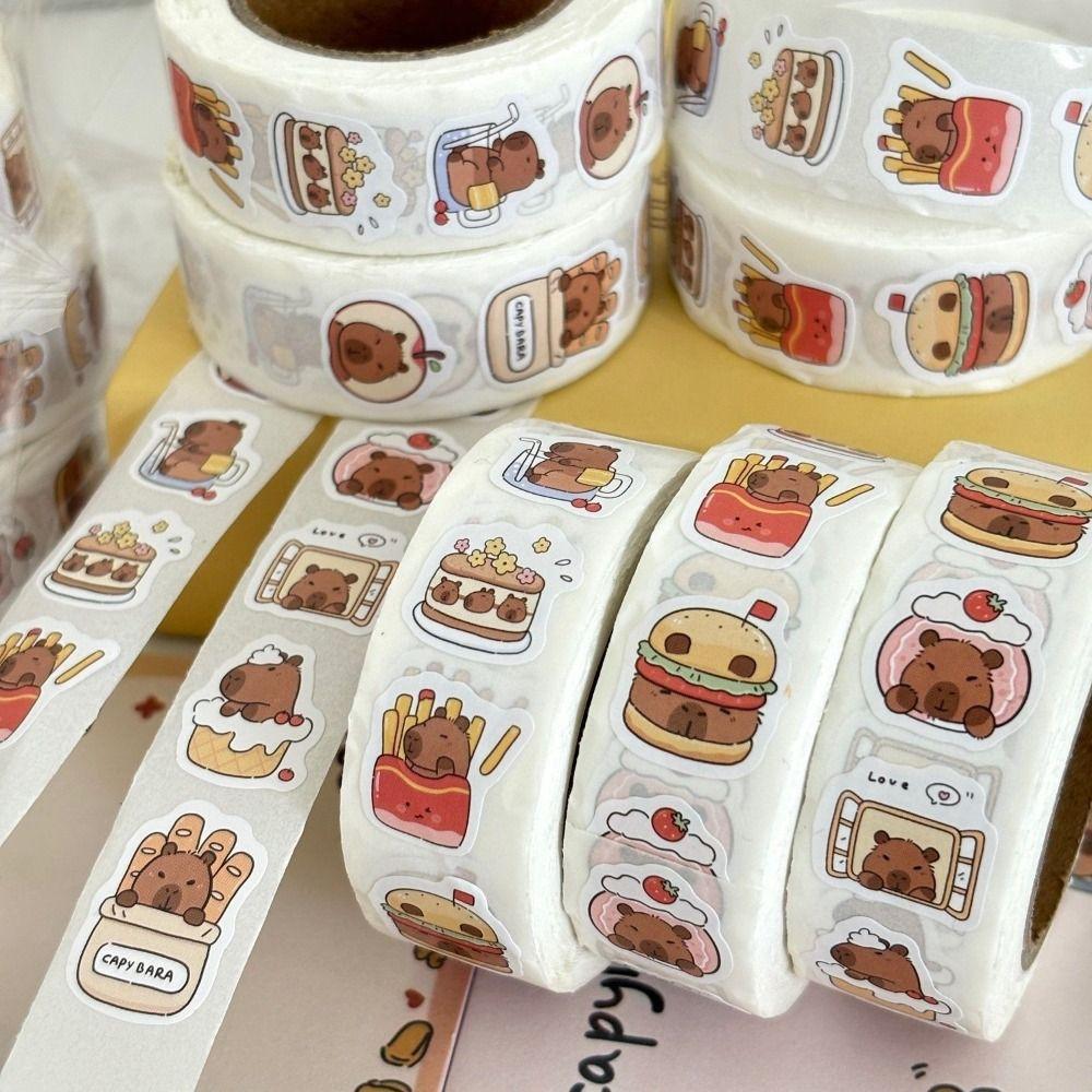 500pcs PVC Capybara Stickers Motivational Stationery Label Cute Self-Adhesive Decals  Note