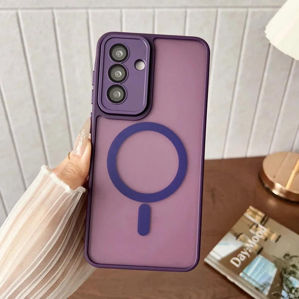 Luksusowe matowe etui magnetyczne do Samsung Galaxy A56 A55 A36 A35 A26 A16 A15 A06 A05 S25 S24 S23 Ultra Plus Pokrowiec z obsługą ładowania bezprzewodowego