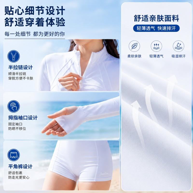 Womens UV Protection Full Coverage Diving Suit With Half Zipper Conservative Cut Swimwear Snorkeling Water Sports
