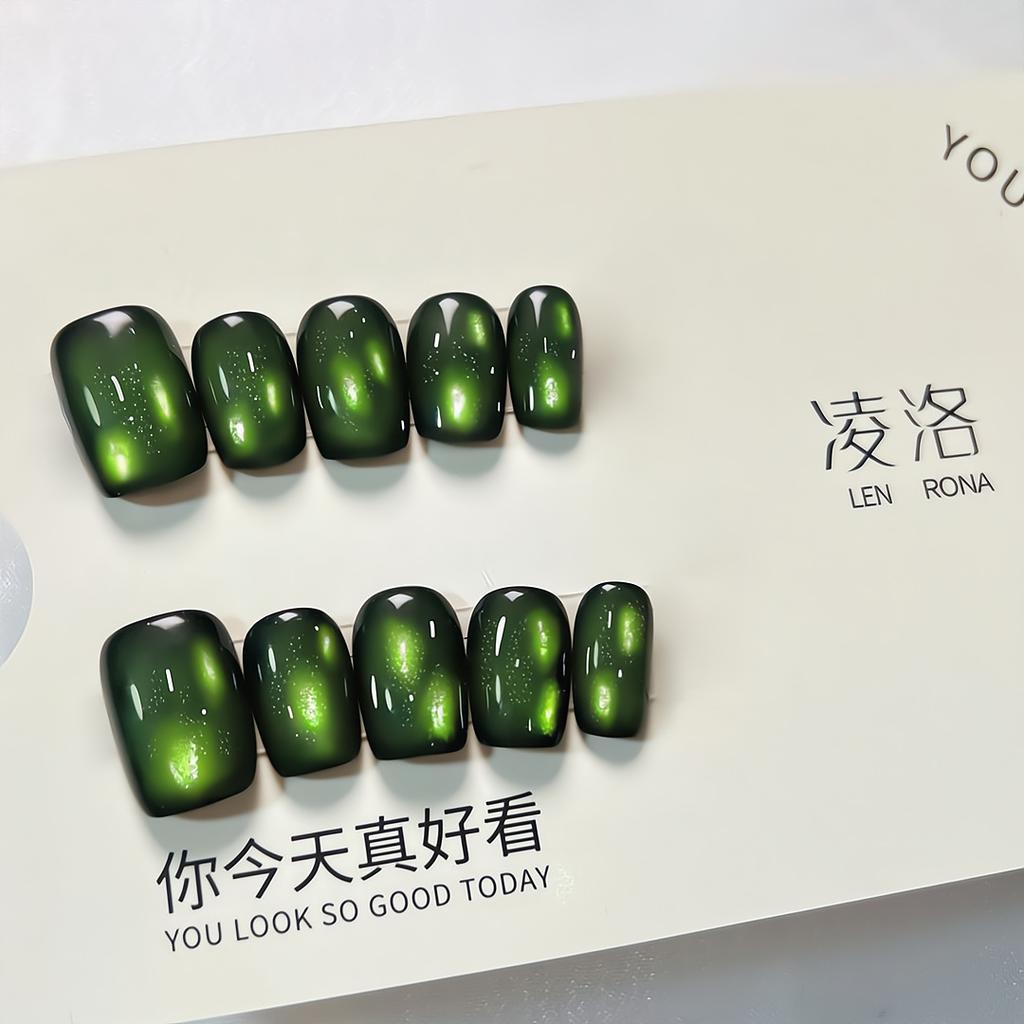 Press-On-Nägel Quadratische Falschnägel mit Glitzer-Design Künstliche Acrylnägel Glänzende Falschnägel Vollabdeckung Aufkleb-Nägel Klebe-Nägel für Damen