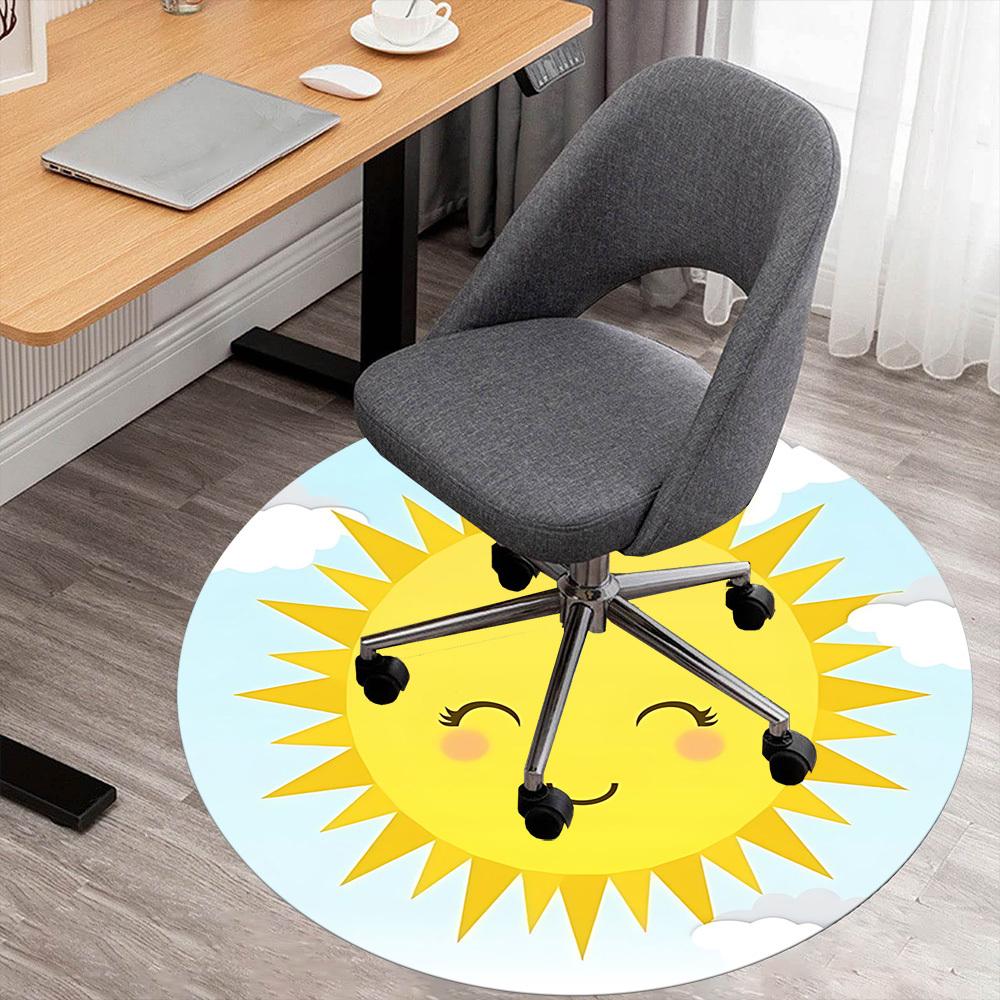 

1pc sun cloud Round Chair mat Area Rug - Non-Slip, Floor Mat for Office, Bedroom, and Indoor Decor c1125024 80cm by 80cm