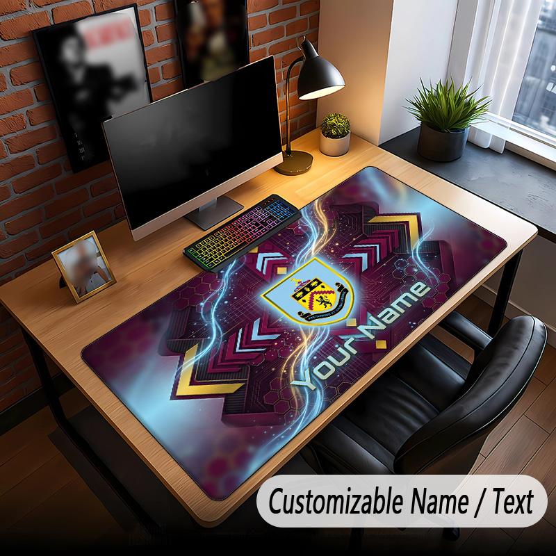 Large Mouse Pad Burnley Football Print Custom Name Text Desk Mat for Office Gaming