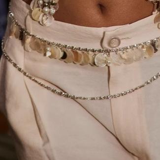 

L6349Y Cross-Border Vest Alloy Pendant Sequin Tassel Body Chain Chest Chain Women s Inner Wear Short A-Line Narrow Strap Vest One size fits all
