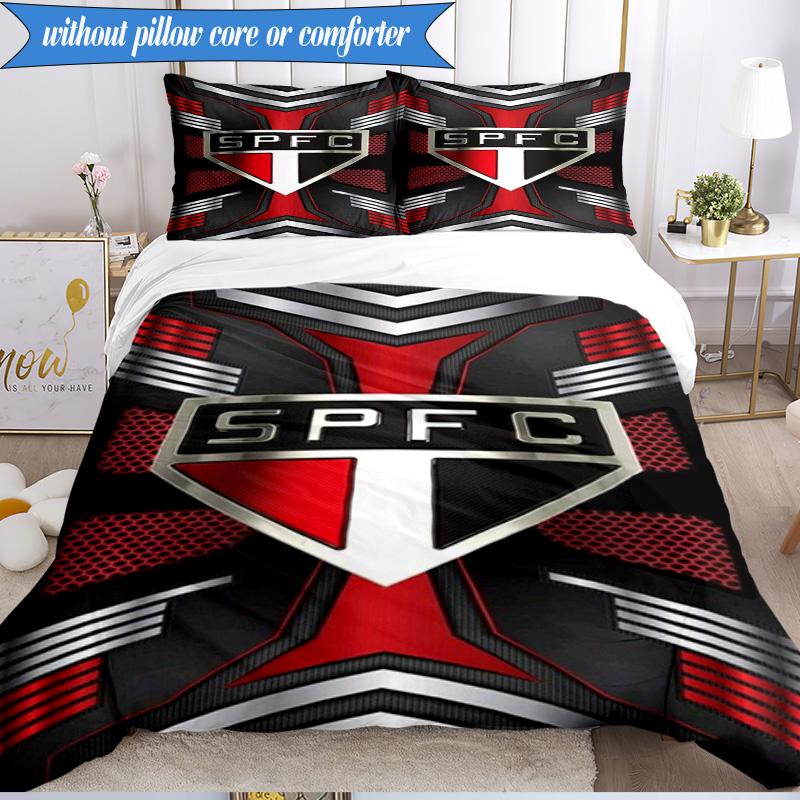 3PCS Paulo Fc Emblem Printed Soft Bedding Set,Including 1pc Duvet Cover And 2pcs Pillowcases Perfect for Bedroom, Dormitory, Fan Gift