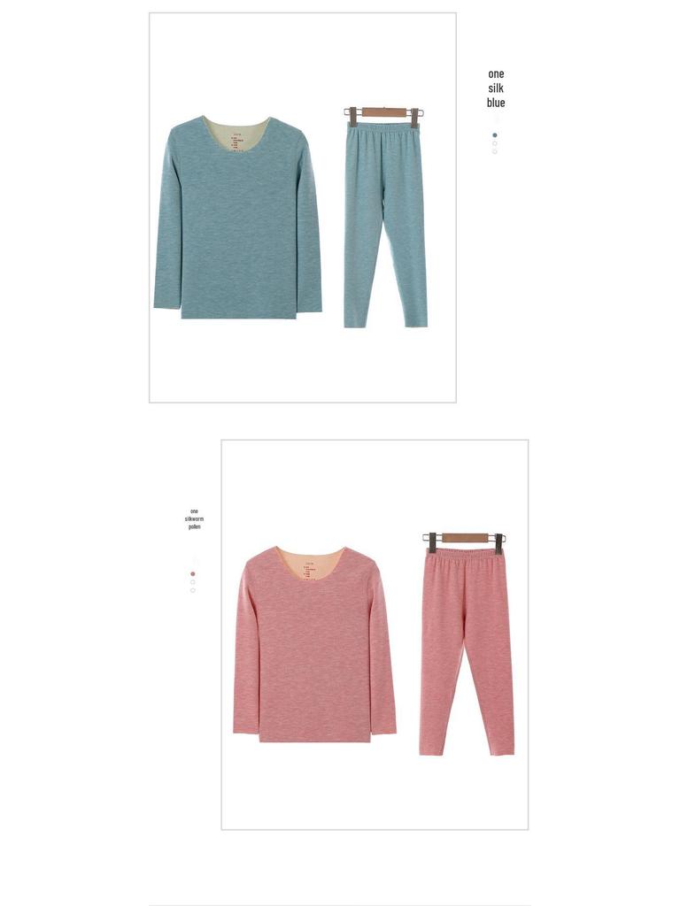 Children's Seamless Velvet Warm Underwear Set with Heat-Generating Silk for Boys & Girls - Ideal for Autumn & Winter