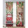 Winter Snowflake Xmas Winter Design Redwood Truck Light Voile Curtains Bed Chamber Soft Tulle Window Panel Curtain Living Room Transparent Curtains