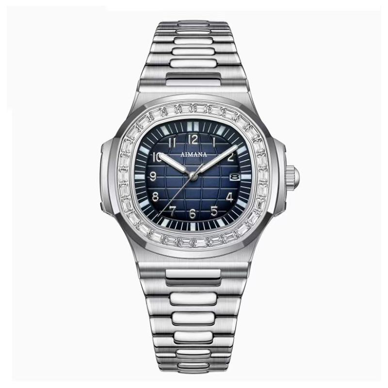 

Luxury Man Quartz Watch Square Watch For Men Waterproof Luminous Date Stainless Steel Men s Watches Sports Clock reloj Yes синий