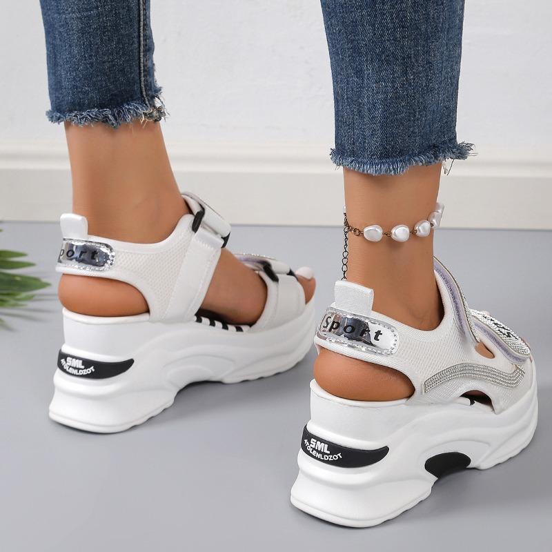 Fashion Women's Casual Wedge Heel Sports Sandals Summer New Fish Mouth Height-increasing Thick Sole Non-slip Vacation Outdoor Sandals 42