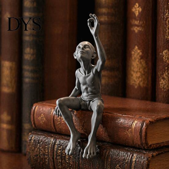 Small Statue for Bookshelf 3D Printed Gulu Sitting Statue, Resin Alien Figurine, Creative Figurine Edge Sculpture Home Office Desktop Ornament