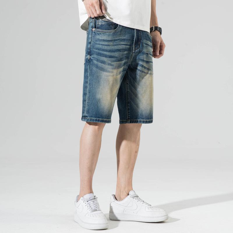 New Style of Men's Denim Shorts In Summer Thin Hong Kong Style Retro Versatile Mid-sized Pants