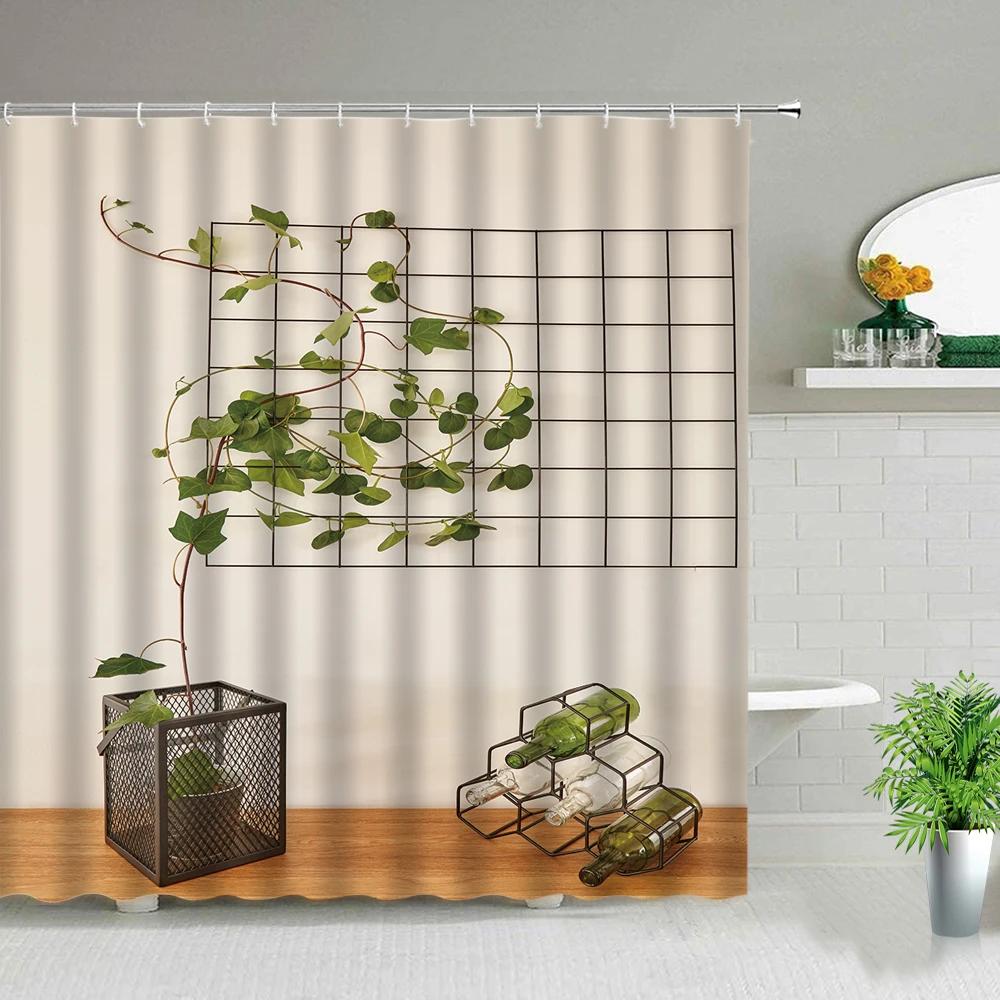 Plant Series Shower Curtain Bathroom Waterproof Polyester Fabric Cloth Curtain Dandelion Flower Print Bathtub Decor With Hooks